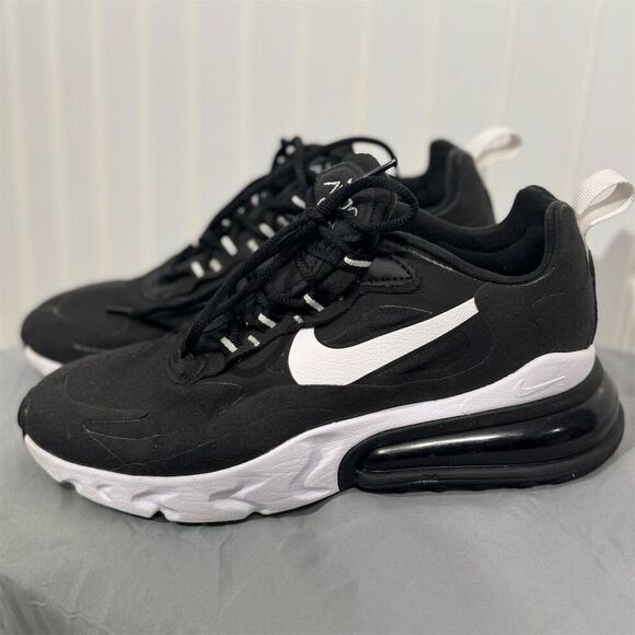 Nike Air Max 270 React Black White Sneakers Women’s 6.5 Running Shoes Active - Picture 3 of 9